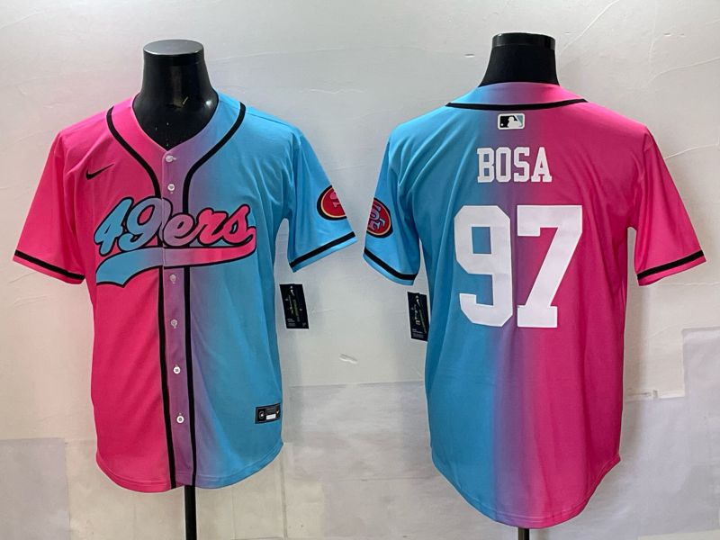 Men 2025 San Francisco 49ers #97 Bosa Pink Blue Nike Limited NFL Jersey 01->san francisco 49ers->NFL Jersey